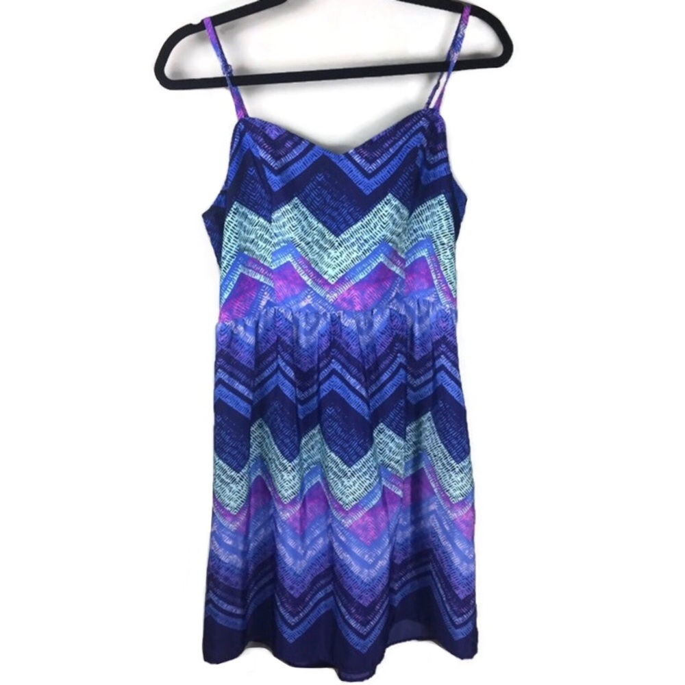 American Eagle Chevron Print Cutout Back V-Neck Pocket Sun Dress Size 12